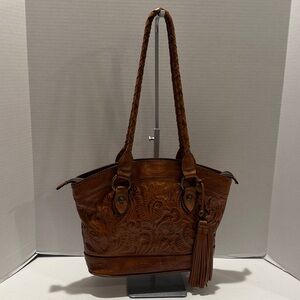Patricia Nash Zamora Leather Tooled Tote Bag